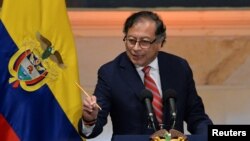 El presidente de Colombia, Gustavo Petro, pronuncia un discurso mientras asiste a la apertura de una nueva sesión legislativa del Congreso de Colombia, en Bogotá, Colombia, el 20 de julio de 2023.