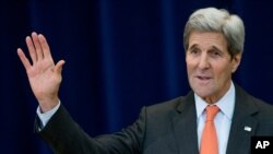 U.S. Secretary of State John Kerry speaks at the 30th annual Overseas Security Advisory Council briefing at the State Department in Washington, Nov. 18, 2015. 