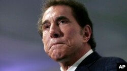 FILE - This March 15, 2016, file photo, shows casino mogul Steve Wynn at a news conference in Medford, Massachusetts. Wynn Resorts is denying multiple allegations of sexual harassment and assault by its founder Steve Wynn.