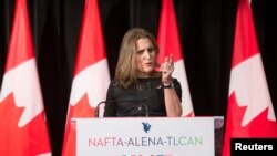 Chrystia Freeland, ministre des Affaires étrangères du Canada, à Montreal, Quebec, Canada, le 29 janvier 2018.