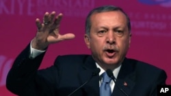 Turkey's President Recep Tayyip Erdogan speaks during a graduation ceremony for foreign students in Ankara, June 11, 2015.