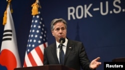 El secretario de Estado de Estados Unidos, Antony Blinken, habla durante una conferencia de prensa en Seúl, Corea del Sur, el 9 de noviembre de 2023.