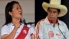 En la foto el candidato presidencial peruano, el socialista Pedro Castillo, durante el último debate con su oponente, la candidata de derecha Keiko Fujimori.