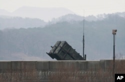 FILE - A U.S. Patriot missile is seen at the Osan U.S. Air Base in Pyeongtaek, South Korea, Feb. 13, 2016.