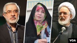 از راست: کروبی،‌ رهنورد و موسوی