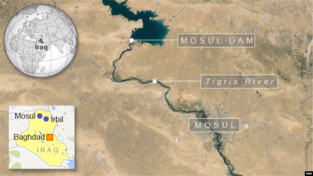 Ảnh chụp từ vệ tinh địa điểm Đập Mosul ở Iraq