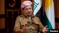 Iraq's Kurdistan region's President Massoud Barzani speaks during an interview with Reuters in Erbil, Iraq, July 6, 2017. 