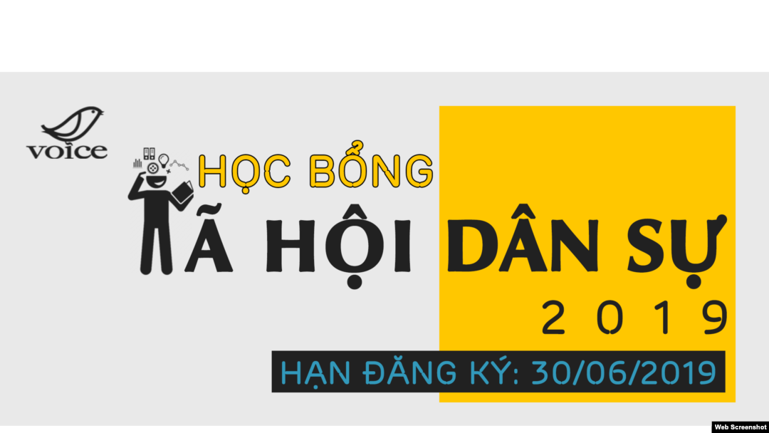 Logo Khóa học XHDS do VOICE tổ chức, thời gian đăng ký cho niên khóa 2019 được gia hạn tới 15/7/2019. Facebook VOICE.