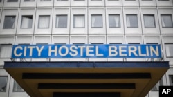 View of the entrance of the City Hostel Berlin in part of the North Korean embassy in Berlin, May 10, 2017. The German government is planning on clamping down on North Korea, which has been using parts of its Berlin embassy as a youth hostel and conference center, amid growing concerns about its nuclear program.