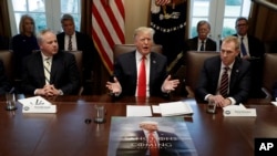 Le président Donald Trump prend la parole lors d'une réunion du cabinet à la Maison Blanche, le mercredi 2 janvier 2019 à Washington.